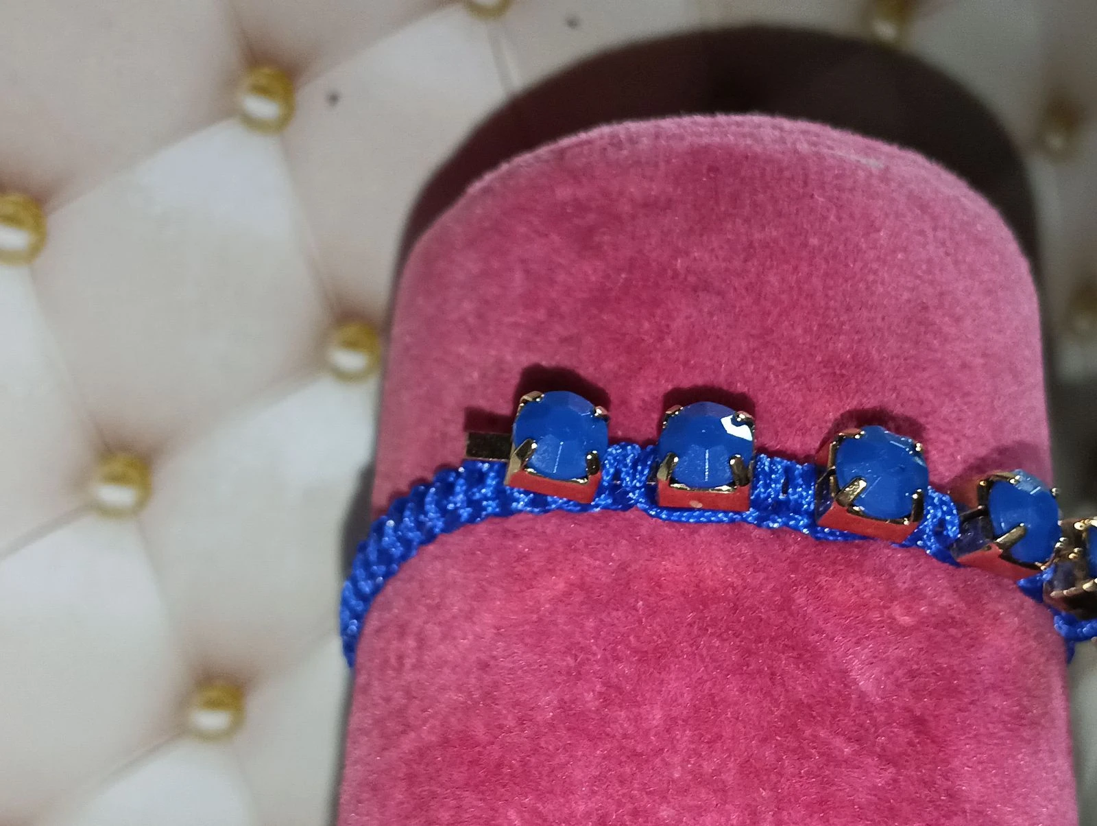Electric Blue Rhinestone Braided Bracelet – photo 2